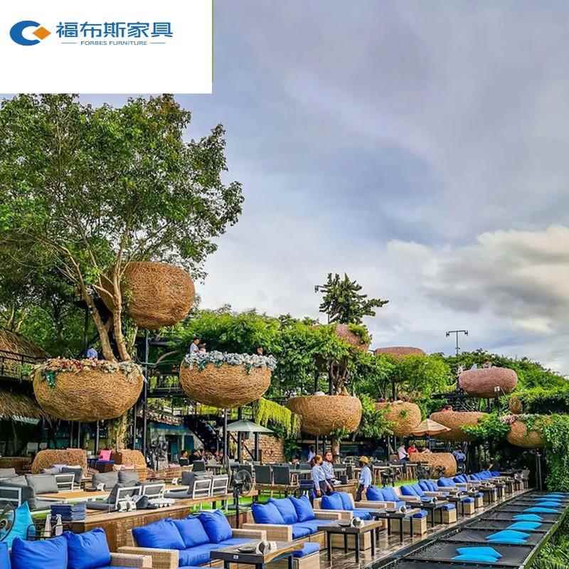 户外酒店景区度假村网红拍照打卡道具室外泳池防水防晒藤编制卡座