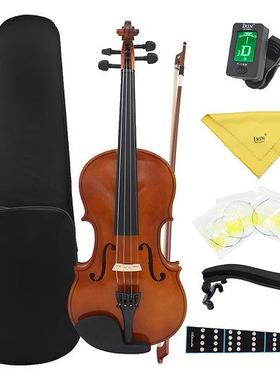 自然色实木小提琴初学者练习4/4小提琴成人儿童普及小提琴violin