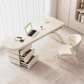 奶油风白色实木书桌椅组合现代简约小户型电脑桌家用台式 写字桌