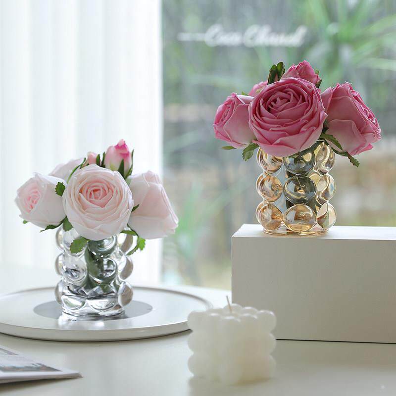 ins保湿玫瑰花束彷真花假花永生花摆件 客厅餐桌茶几桌面花艺装饰