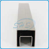 可激光切割 楼梯扶手商场护栏用 304材质不锈钢方凹槽管 抛光表面