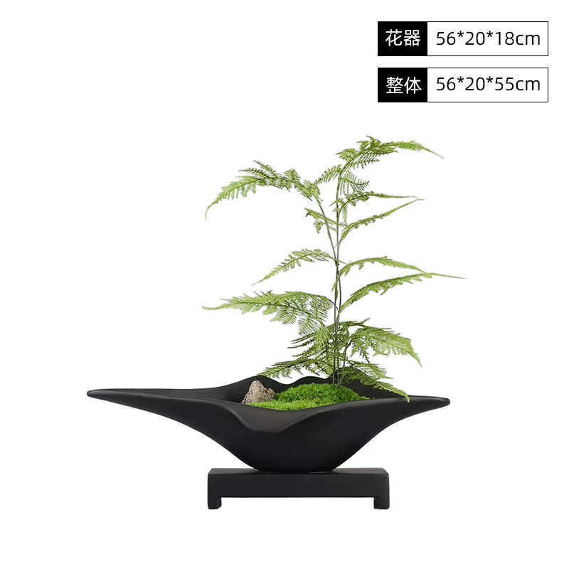 绿售楼处中式船型酒店摆件前台苔藓样板房新装玄关软植禅意花艺