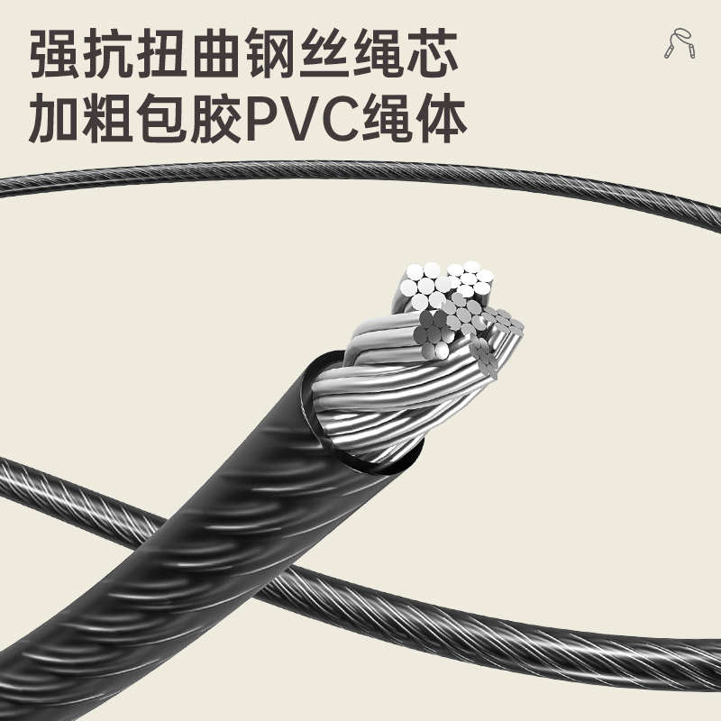 【配件】跳绳专用3m备用绳包胶钢丝绳芯专业成人儿童5mm加粗替换