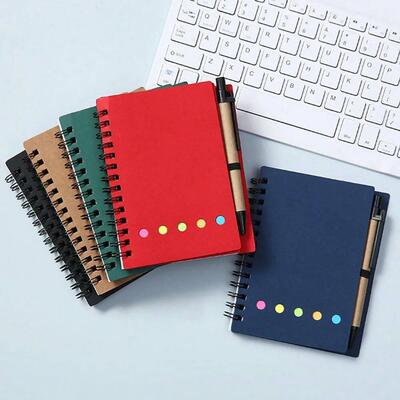 4-Pack Spiral Notebook Set-Pocket Notepad with Pen Loop,Stic
