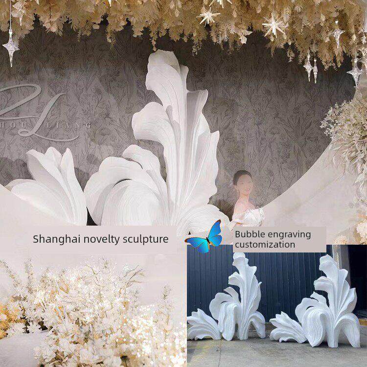 泡沫雕塑定制鸢尾花玫瑰花牡丹花中式婚礼舞台橱窗美陈3D模型道具