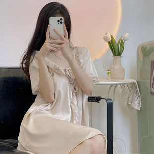 暖甜茶 冰丝睡裙夏季 YASE 法式 纯欲风性感甜美家居服 时尚 短袖