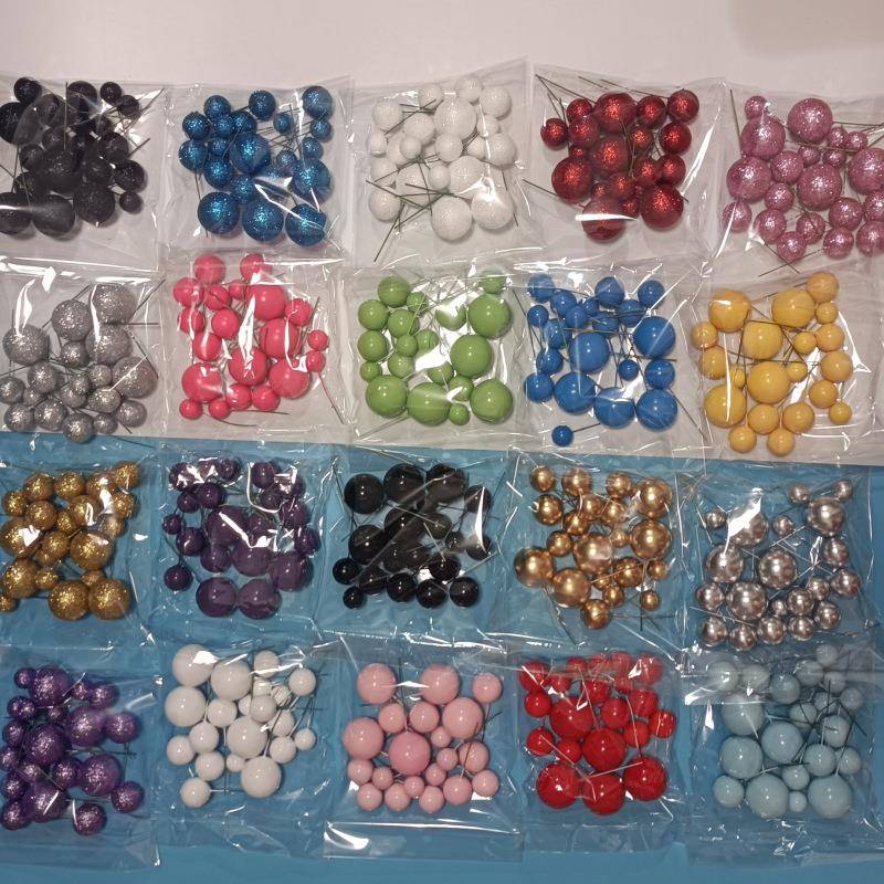 20个装混合尺寸金色银色蛋糕装饰泡沫球金球彩球蛋糕装饰插件圆球