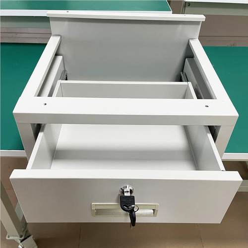 抽屉静抽电工作台铁皮抽防屉带锁带拉手单双层三层层柜子工业桌子