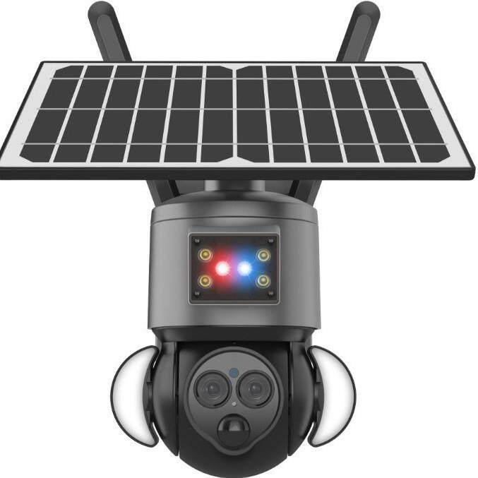 太阳能摄像机12倍变焦低功耗红蓝报警摄像头户外太阳能无线监控