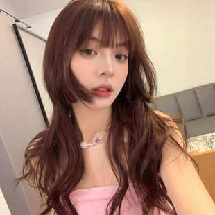 发式 批发发套假发全长直姬女棕色假发齐头套发人仿真整顶女士刘海