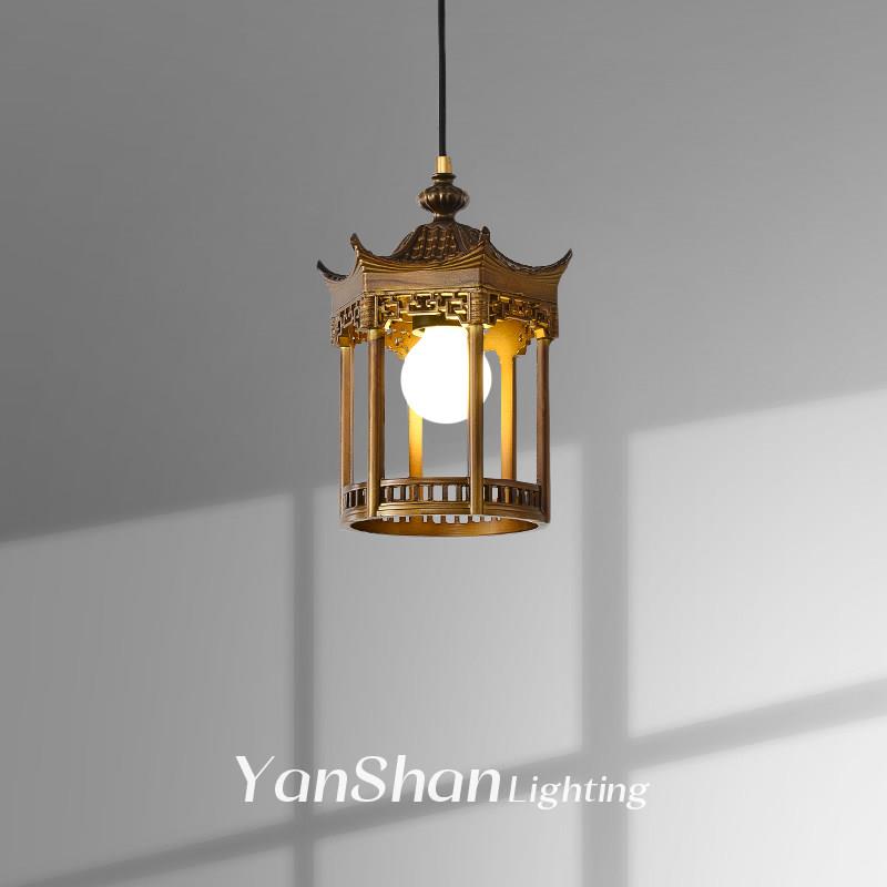 宋代美学小吊灯中式禅宗宫殿入口门厅走廊茶室挂线古建筑灯