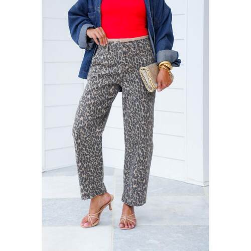 F 29893 Leopard Print Straight Leg Jeans 豹纹直筒牛仔裤