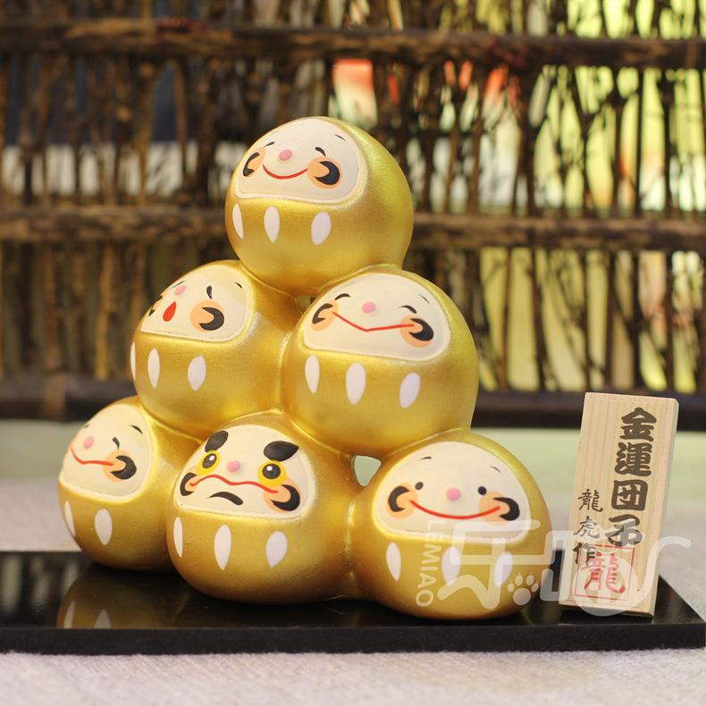 乐喵进口龙虎作陶瓷招财猫达摩金色店铺手工艺品摆件家居装饰