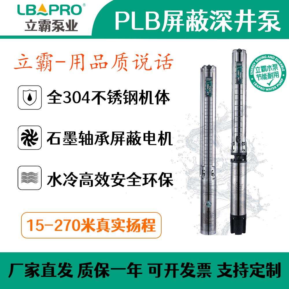 立霸屏蔽式静音水冷深井泵潜水泵高扬程农田灌溉220V380V富兰克林