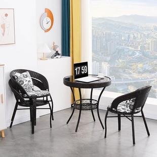 小茶几简约现代户外卧室圆餐桌阳台小庭院花园加厚款组合藤编桌椅