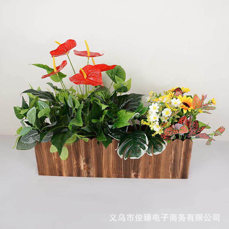 室内仿真植物隔断假花组合盆栽节假日商场户外景观布置绿植木花盆