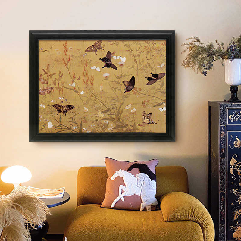 百蝶图法式中国风客厅墙面装饰画中古书房挂画新中式壁画,家居饰品,现代装饰画,淘宝优惠券,粉丝福利购,淘宝优惠卷