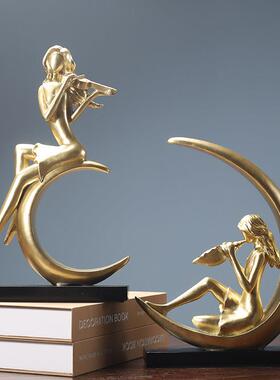 月亮女神人物现代酒柜轻奢摆件 客厅创意电视柜房间柜子装饰品