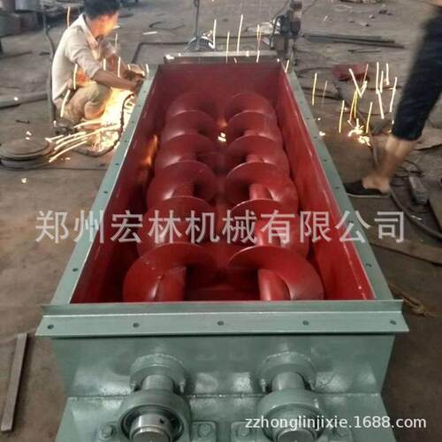 双轴搅拌机复合肥有机肥污泥桨叶式均匀加湿搅拌连续工作设备