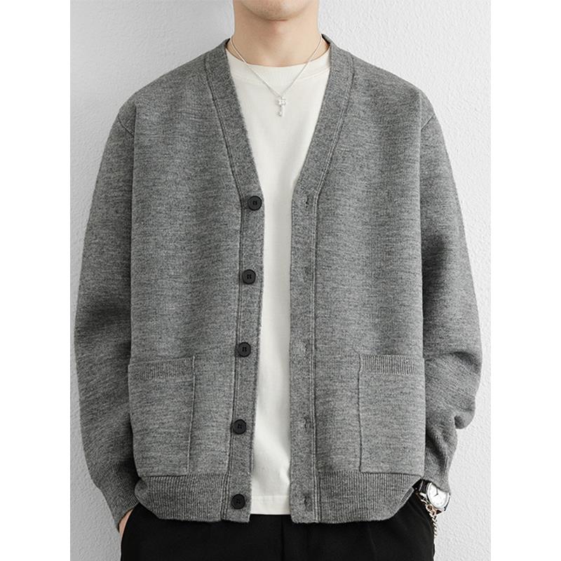 秋冬毛衣男士新款上衣双口袋开衫外套男款季2025v领针织衫感0926c