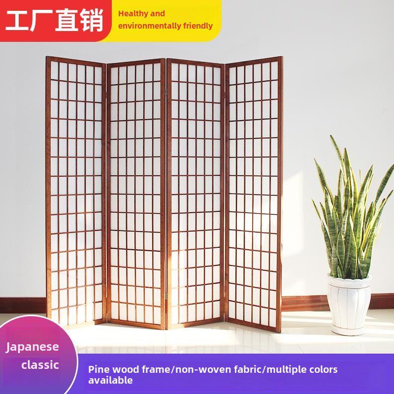 日式屏风隔断格子禅意移动折叠现代简约背景和风实木落地客厅折屏