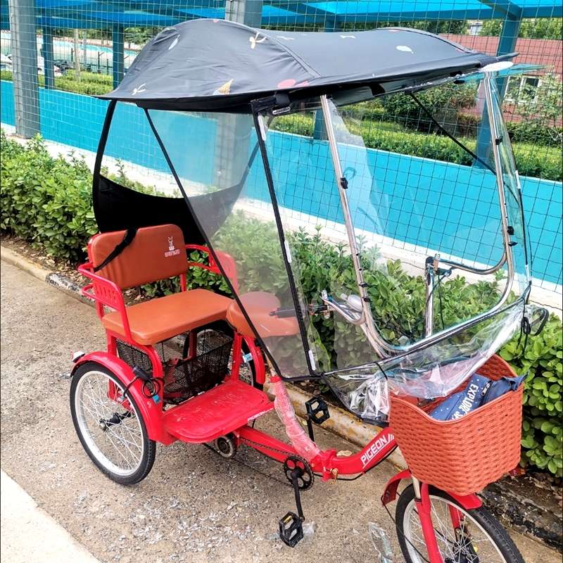 人力三轮车雨棚永久加厚冀三健小型老年代步车遮阳伞车棚防雨伞篷