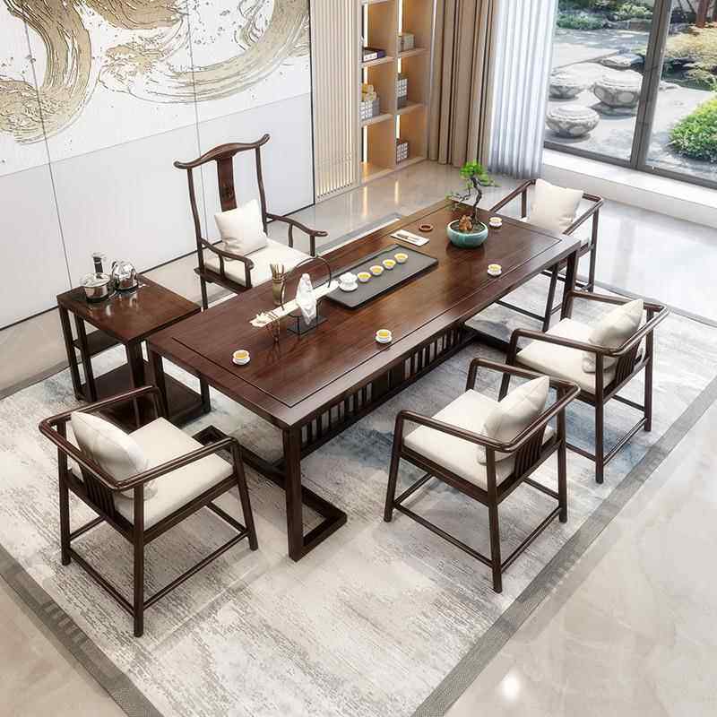 新中式实木茶桌家用客厅现代简约泡茶桌椅组合办公室接待茶台全套