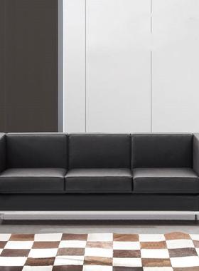 柯布西耶Lc2黑色服装店休息小户型不锈钢双人办公接待室简约沙发