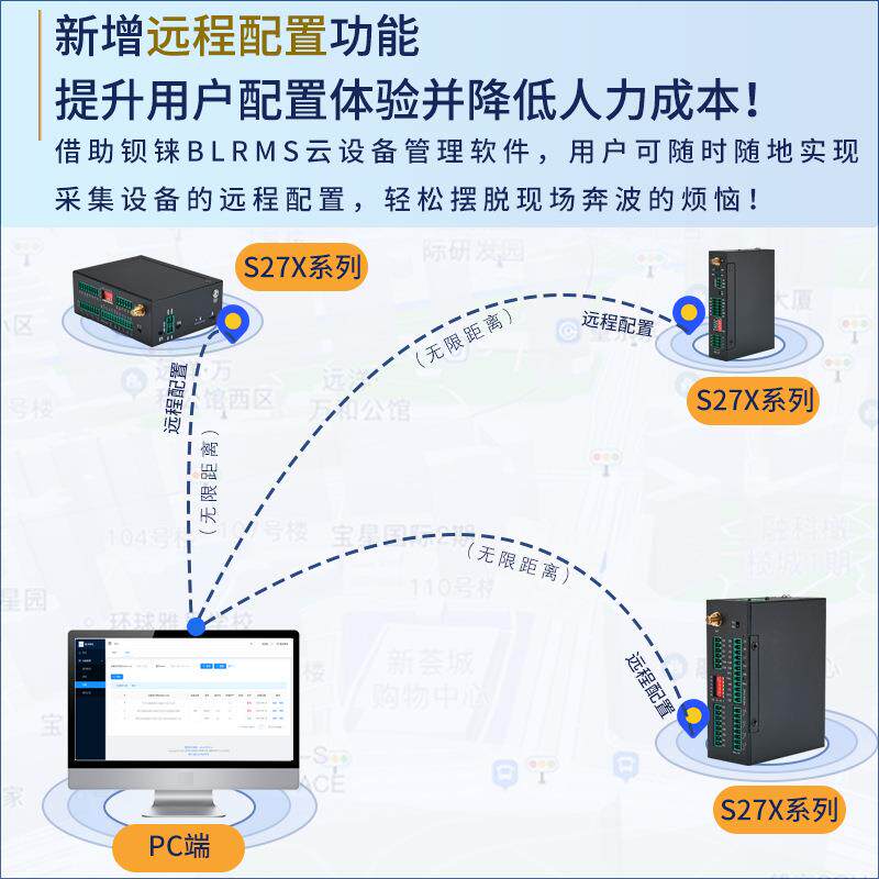 钡铼工业级4G无线蜂窝RTU远程水位水浸液位温度湿度断电监测模块