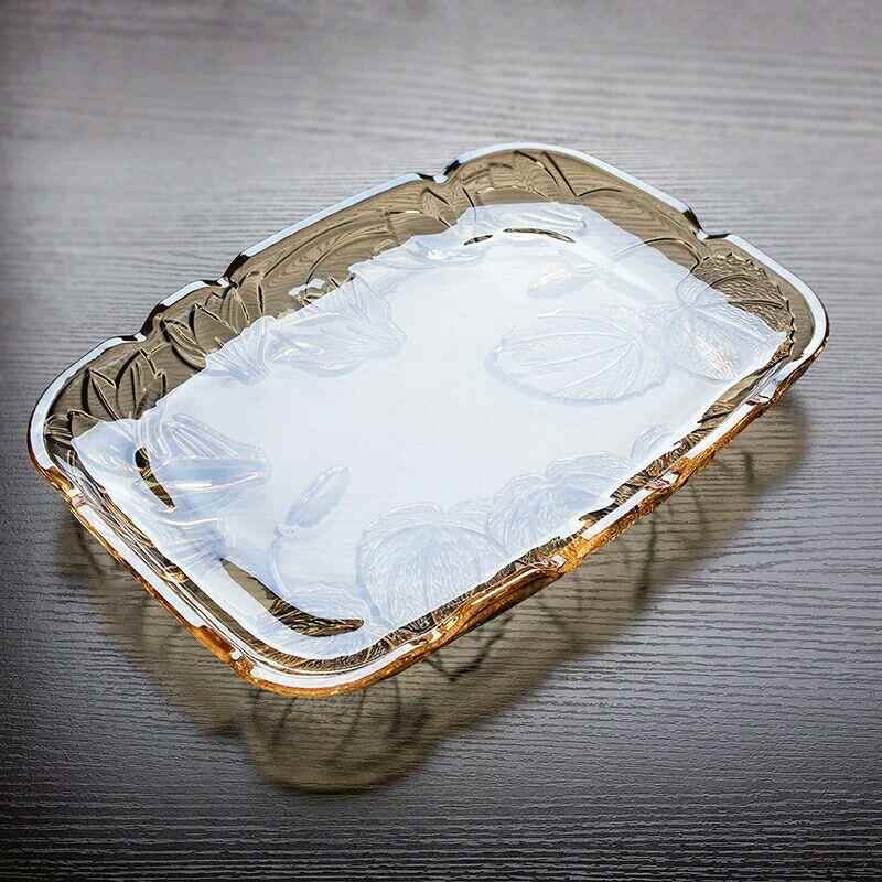创意水晶玻璃托盘长方形欧式大号水果盘果盆水杯茶盘家用客厅轻奢