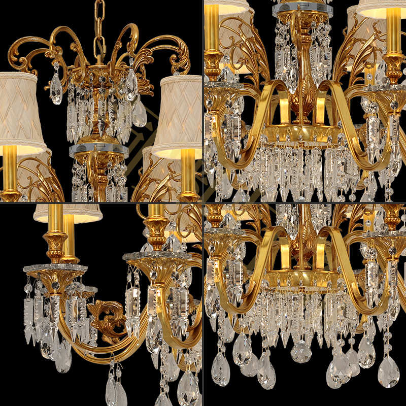 铜奥欧式全铜吊灯法式大气奢华水晶别墅客厅餐厅卧室书房灯具