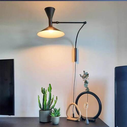 北欧壁灯客厅简约现代主卧室床头摇椅灯书房可调旋转喇叭装饰壁灯