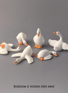 无聊了，没事做摆几只大白鹅看看桌面情绪治愈小摆件小众工位装饰