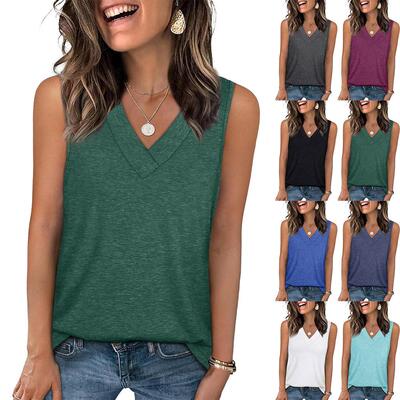 Tank Tops for Women Summer V Neck T Shirts Trendy Sleeveless