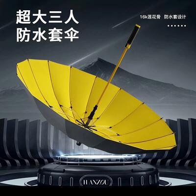 8-Rib Automatic Long Handle Straight Umbrella with Enlarged