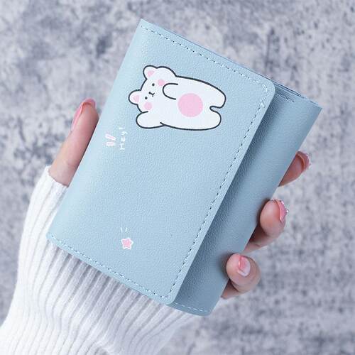 新款韩版女士钱包短款ins简约学生多卡位手拿包零钱包wallet