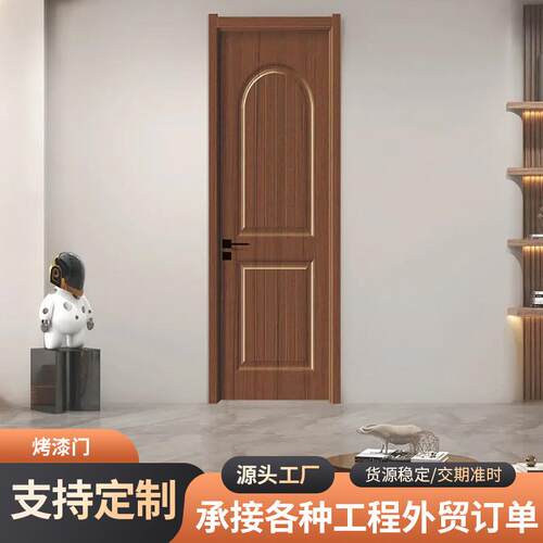 烤漆木门MDF室内门静音房门酒店门工程门 可可蛋奶法式扣线木门