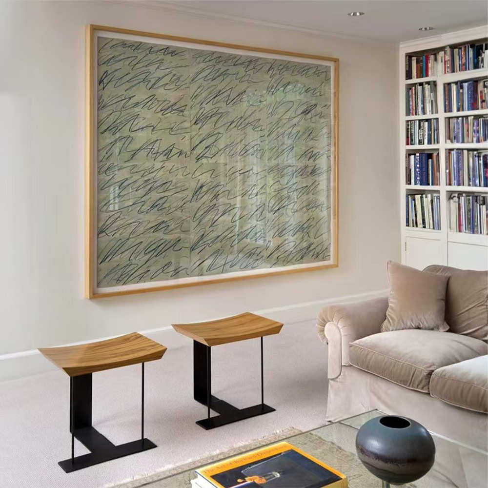 轻奢法式中古风餐桌背景墙挂画客厅沙发后面挂画抽象小众艺术线条