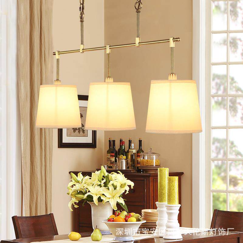 北欧餐桌餐厅吊灯三头吧台美式全铜吊灯创意个性中山灯具灯饰
