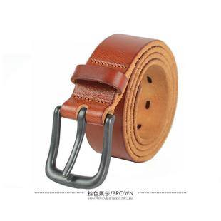 皮帶頭層牛皮休手工水洗做純舊復(fù)古針扣牛褲 閑仔男士 高檔真皮新款
