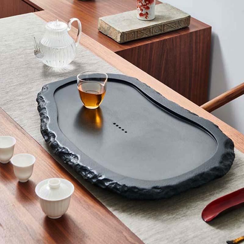 天然金乌石茶盘家用简约茶台茶海现代小型泡干托室盘办1公功夫