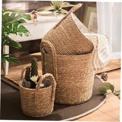 Nordic giant grass woven flowerpot seaweed storage basket