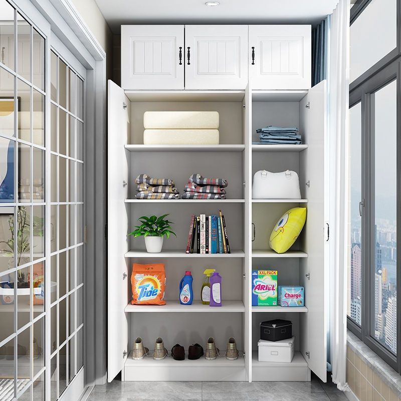 阳台置物架带门阳台柜储物柜家用防晒经济型衣柜飘窗柜大容量柜子