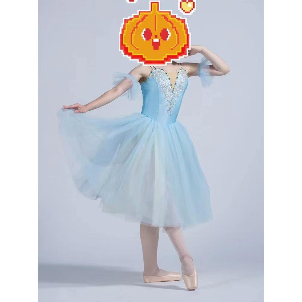 高档专业蹈服芭蕾舞裙成人女演出儿童长带款吊蓬蓬纱裙幼儿天鹅跳
