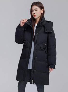 羽绒40-9822服松女中款年长冬季新款时尚宽加厚绒绒白鸭外套