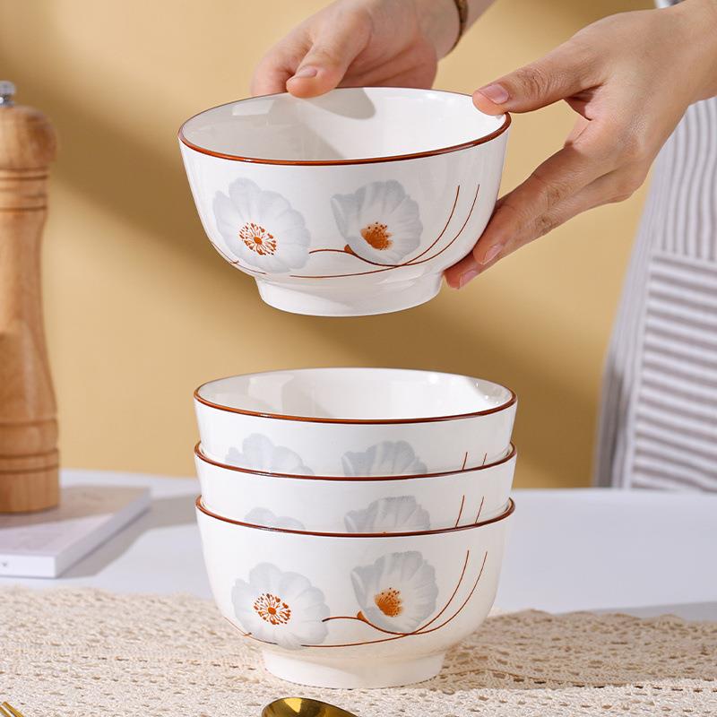 个装碗家用吃饭陶瓷碗高颜值瓷碗英寸大号米饭碗餐具合茂