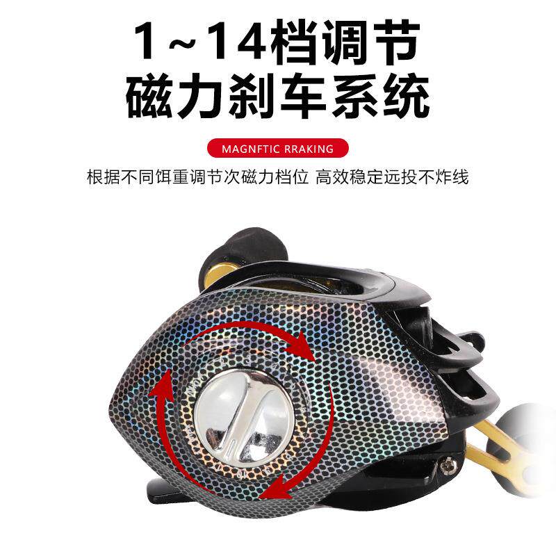 直销新款渔具筏钓海钓路亚渔轮金属远投防炸线磁力刹车鱼鳞水滴轮