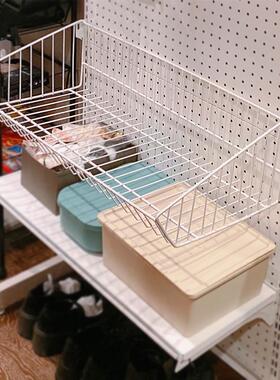 口贫美金女洞洞板书架少开放式衣帽架五斜口挂笼收纳平笼收纳ISX