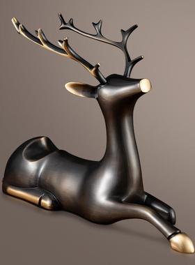 创意铜鹿酒架摆装品件客厅品铜制工TLJJ艺品酒柜家饰居饰鹿型红酒