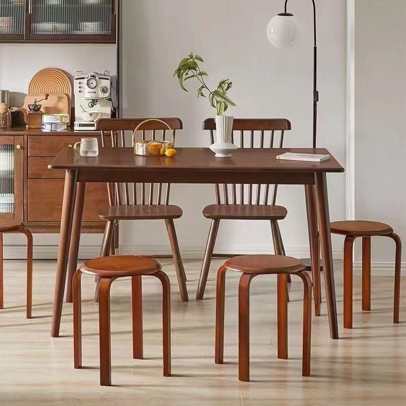 实木凳子圆凳轻值奢TVZ高颜约简爆特厚加固可款叠放不占空间实木